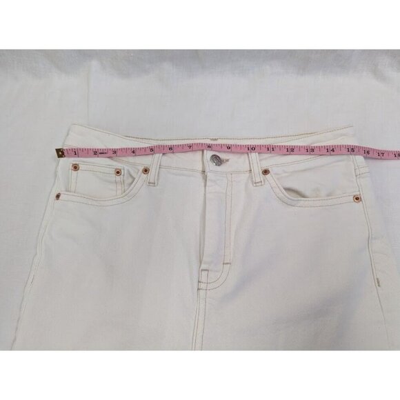 TOPSHOP women's 30" x 24" off white cropped jeans distressed edge 24" inseam H7 - Picture 7 of 8